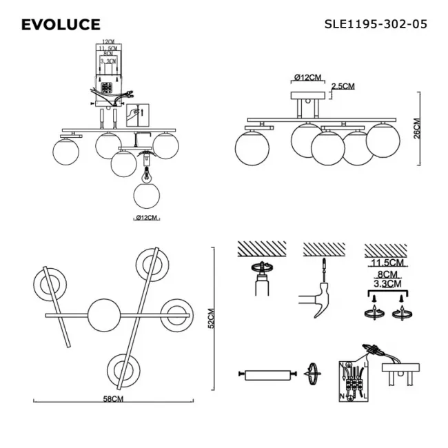 Люстра на штанге Evoluce SLE1195-302-05