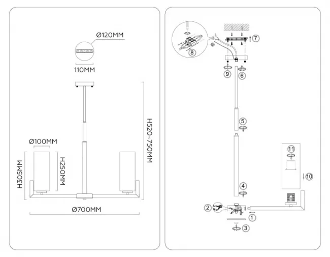 Люстра на штанге Ambrella Light LH56064