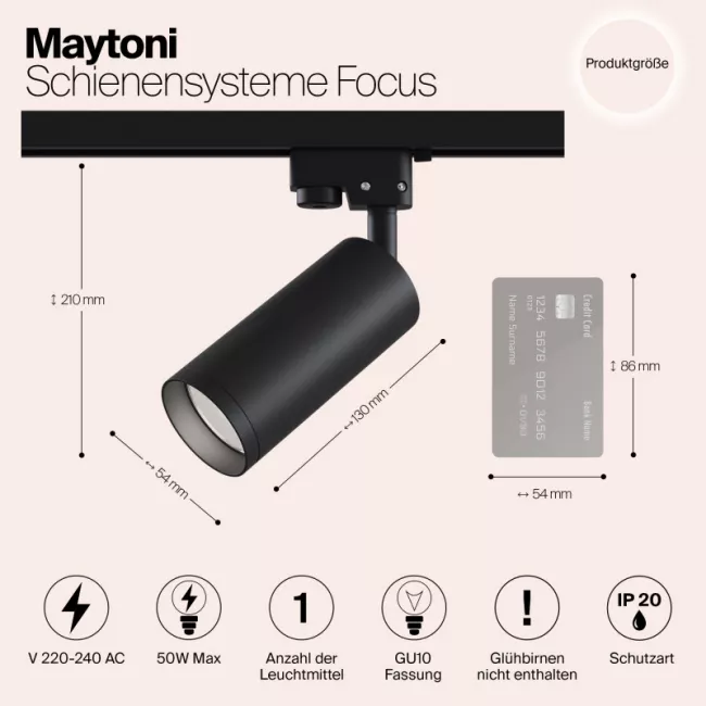 Светильник на шине Maytoni TR004-1-GU10-B Светильник на шине Maytoni TR004-1-GU10-B