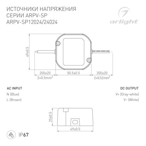 Блок питания для светодиодной ленты Arlight 033330 Блок питания для светодиодной ленты Arlight 033330