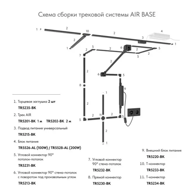 Шинопровод Denkirs TR5202-BK