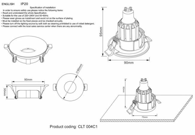 Встраиваемый светильник Crystal Lux CLT 004C1 BL Встраиваемый светильник Crystal Lux CLT 004C1 BL