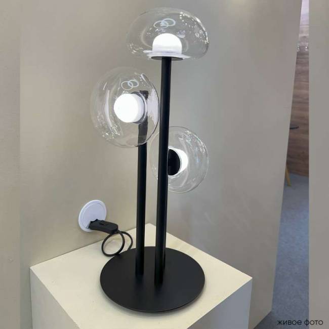Настольная лампа Crystal Lux BOSQUE LG3 BLACK/TRANSPARENT Настольная лампа Crystal Lux BOSQUE LG3 BLACK/TRANSPARENT