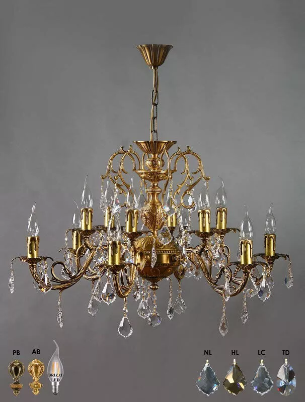 Подвесная люстра AMBIENTE by BRIZZI 8888/6+6 AB Leaf crystal