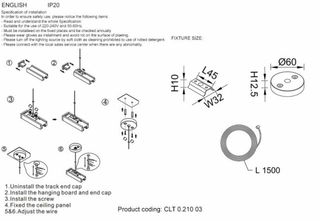 Подвесной комплект Crystal Lux CLT 0.210 03 BL Подвесной комплект Crystal Lux CLT 0.210 03 BL