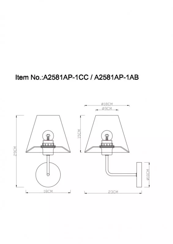 Бра ARTE Lamp A2581AP-1CC